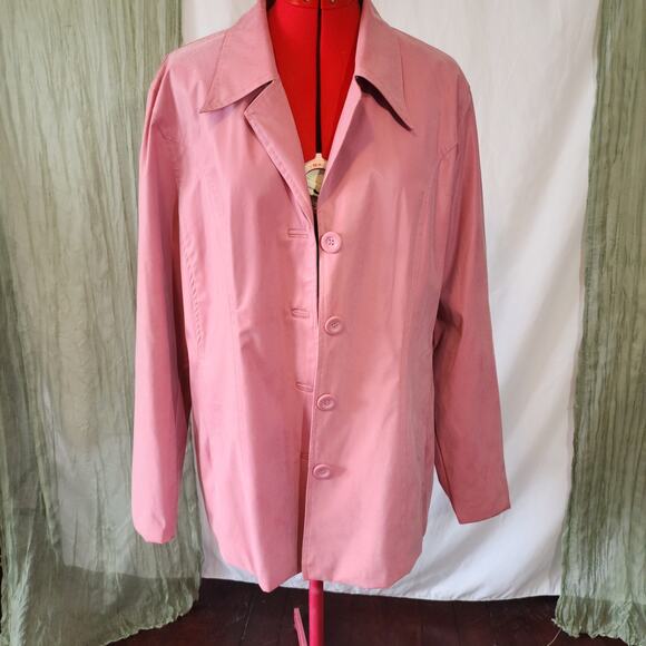 White stag Pink Mid Length  Button Up Woman's Jacket Wind breaker Size  XL - Picture 1 of 4
